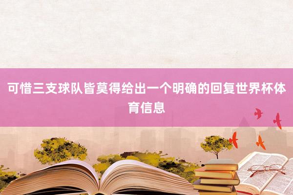 可惜三支球队皆莫得给出一个明确的回复世界杯体育信息