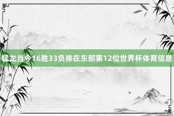 猛龙当今16胜33负排在东部第12位世界杯体育信息