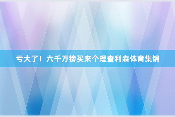 亏大了!六千万镑买来个理查利森体育集锦