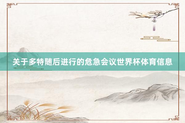 关于多特随后进行的危急会议世界杯体育信息