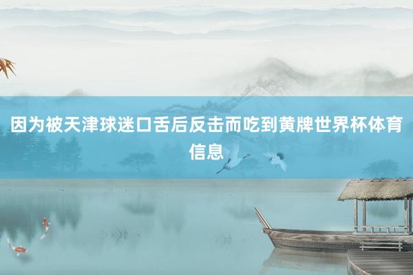 因为被天津球迷口舌后反击而吃到黄牌世界杯体育信息