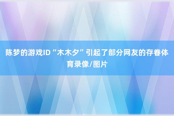 陈梦的游戏ID“木木夕”引起了部分网友的存眷体育录像/图片