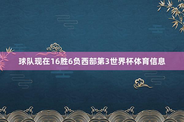 球队现在16胜6负西部第3世界杯体育信息