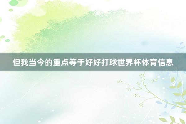 但我当今的重点等于好好打球世界杯体育信息